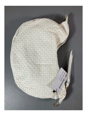 Adorned Half Moon Woven Crossbody Bag - Elegant White Unisex Style